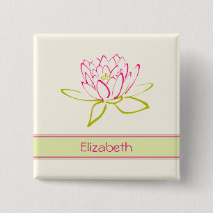 Personalisiert. Lotus Blume/Wasserlilie Button