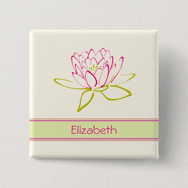 Personalisiert. Lotus Blume/Wasserlilie Button (Vorderseite)