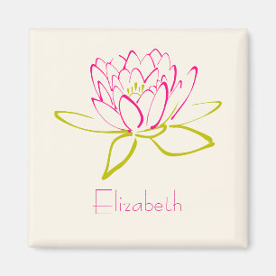 Personalisiert. Lotus Blume / Wasserlilie Zeichnen Magnet