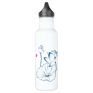 Personalisiert Lotus Chinoiserie Name Monogram Edelstahlflasche