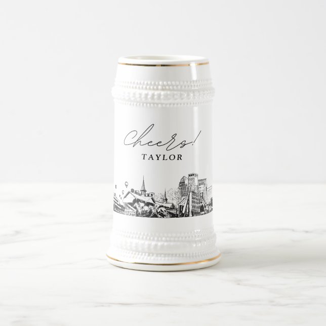 Personalisiert Louisville Geschenk Skyline Beer St Bierglas (Mittel)