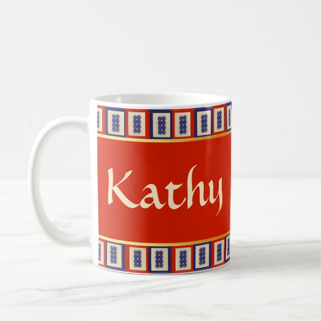 Personalisiert Lucky Blue Eight Wheel Mahjong Tile Kaffeetasse (Links)