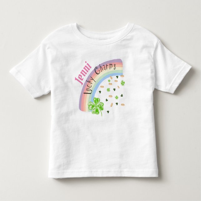 Personalisiert Lucky Charm Rainbow T-Shirt (Vorderseite)