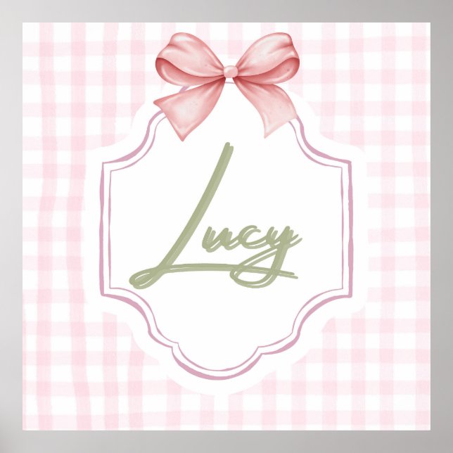 Personalisiert Lucy Baby Girl Kinderzimmer Bow&Gin Poster (Vorne)
