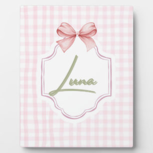 Personalisiert Luna Baby Girl Kinderzimmer Bow & G Fotoplatte