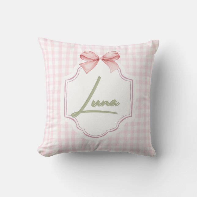 Personalisiert Luna Baby Girl Kinderzimmer Bow & G Kissen (Vorderseite)