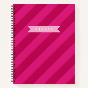 Personalisiert Lustig Süß Modern Rosa Streifen Notizbuch