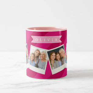 Personalisiert Lustig Süß Modern Rosa Streifen Zweifarbige Tasse