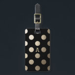 Personalisiert | Luxe Dots Gepäckanhänger<br><div class="desc">Fett gepunktetes schwarz-goldfarbenes Design,  das mit einem Monogramm personalisiert werden kann. | Von Shelby Allison entworfen</div>