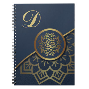 Personalisiert Luxury Gold Mandala Art Blue Notizblock
