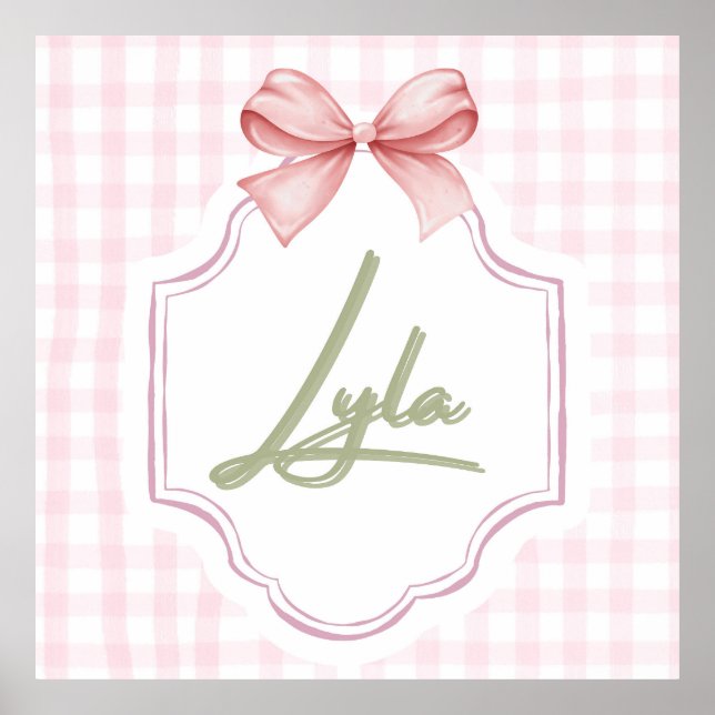 Personalisiert Lyla Baby Girl Kinderzimmer Bow&Gin Poster (Vorne)