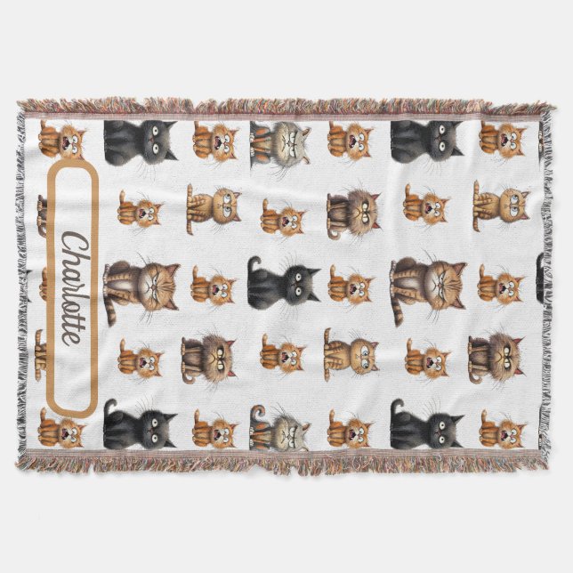 Personalisiert Mad Funny Cats Decke (Vorderseite)