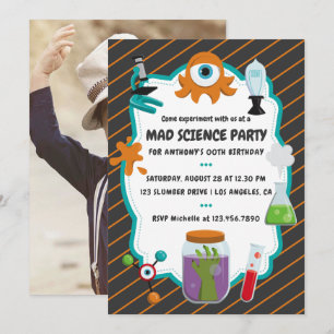 Personalisiert Mad Science Geburtstagspartei Foto Einladung
