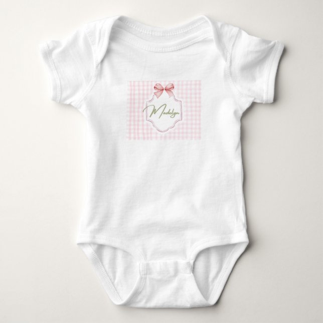 Personalisiert Madeline Baby Girl Kinderzimmer Bow Strampler (Vorderseite)