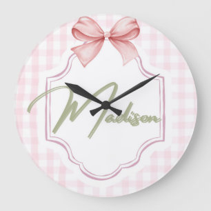Personalisiert Madison Baby Girl Kinderzimmer Bow& Große Wanduhr