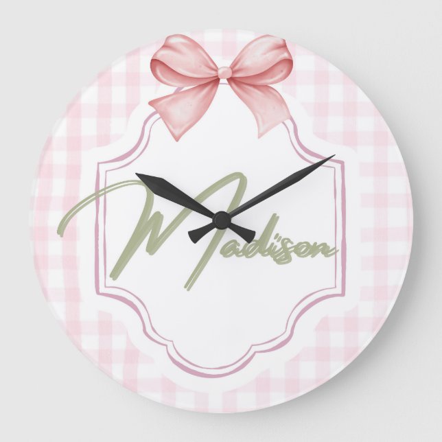 Personalisiert Madison Baby Girl Kinderzimmer Bow& Große Wanduhr (Vorderseite)