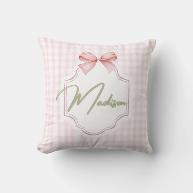 Personalisiert Madison Baby Girl Kinderzimmer Bow& Kissen (Vorderseite)