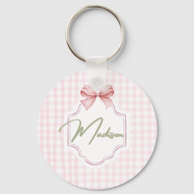 Personalisiert Madison Baby Girl Kinderzimmer Bow& Schlüsselanhänger (Vorderseite)