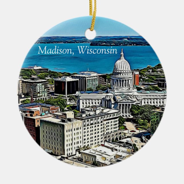 Personalisiert Madison, Chef von Wisconsin Keramik Ornament (Vorne)