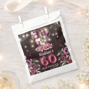 Personalisiert Magenta Wein 60. Geburtstag Geschenktütchen