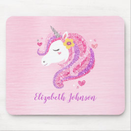 Personalisiert Magisch rosa Glitzer Einhorngesicht Mousepad