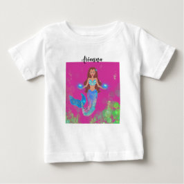 Personalisiert Magische Meerjungfrau Glitzern Brau Baby T-shirt