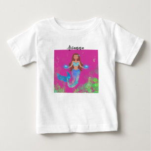 Personalisiert Magische Meerjungfrau Glitzern Brau Baby T-shirt