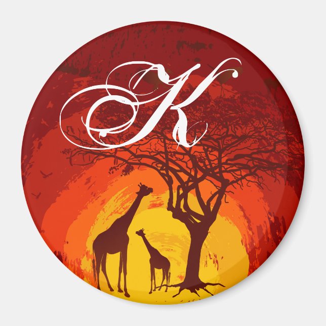Personalisiert Magnet African Safari Giraffe Sun (Vorne)
