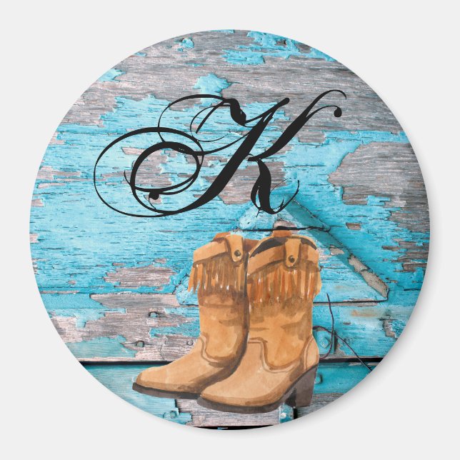 Personalisiert Magnet Blue Wood Barn Door Boots Co (Vorne)