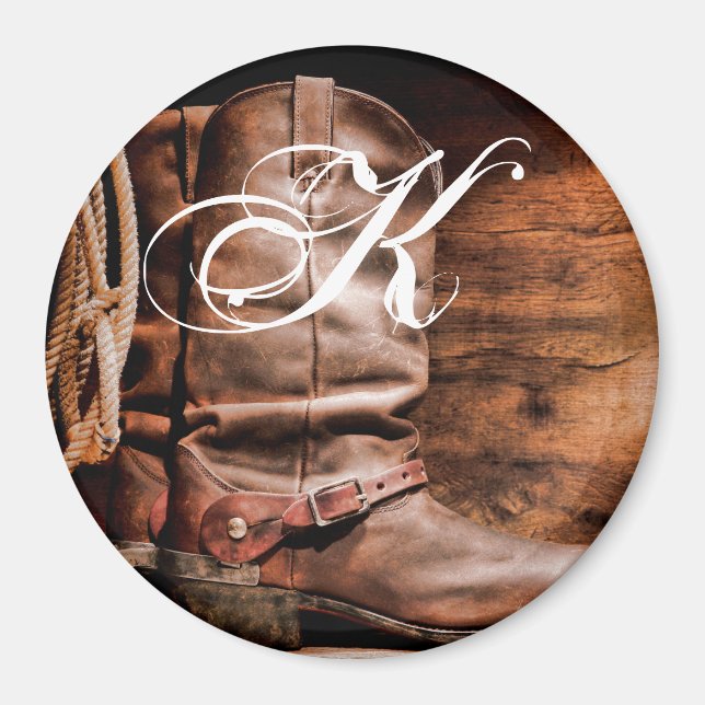 Personalisiert Magnet Cowboy Boots Barn Wood Rusti (Vorne)