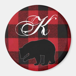 Personalisiert Magnet Red Buffalo Kariert Bear Bla
