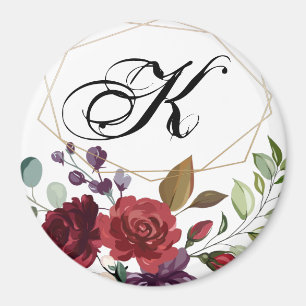 Personalisiert Magnet White Roses Gold Geometr