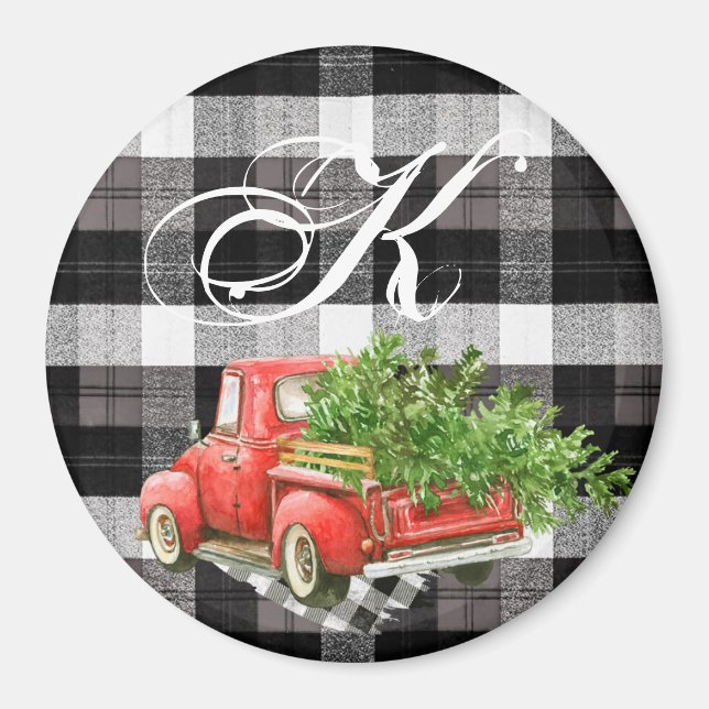 Personalisiert Magnet XMAS Truck Buffalo Kariert B (Vorne)