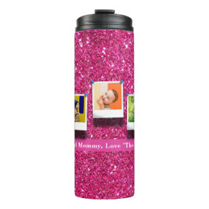 Personalisiert Mama Foto Collage Girly Pink Thermosbecher