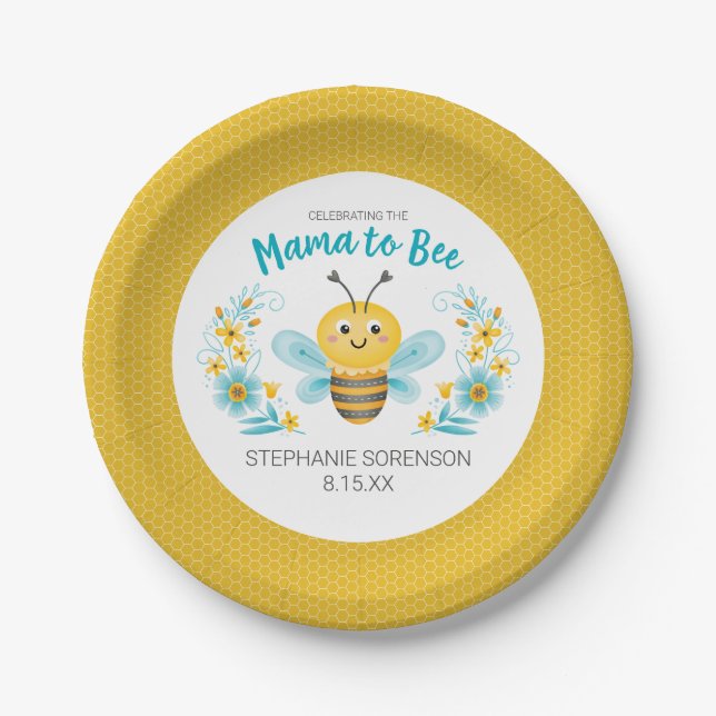 Personalisiert Mama to Bee Baby Dusche Pappteller (Vorderseite)