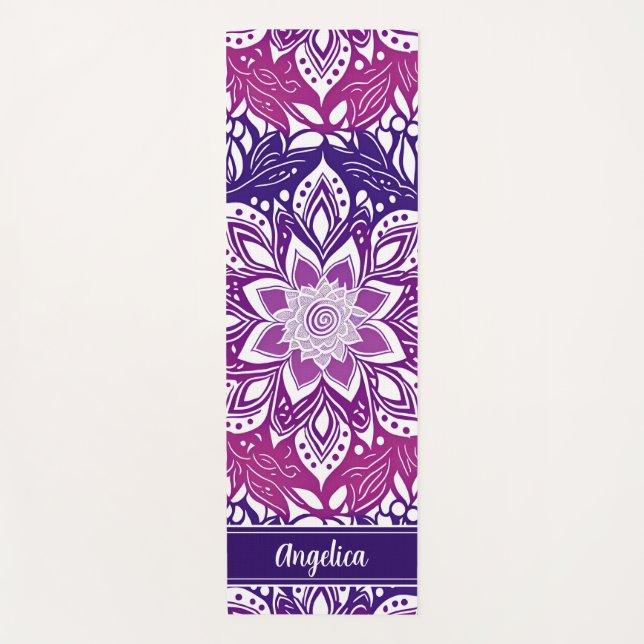 Personalisiert Mandala Yoga Mat Lila Pink Ombre Yogamatte (Vorderseite)