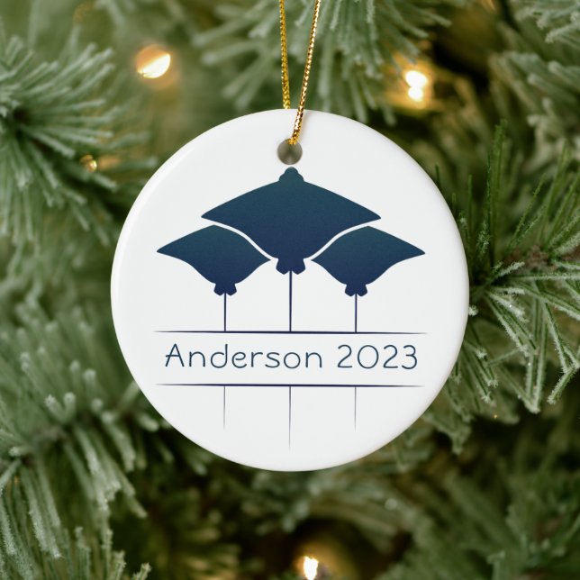 Personalisiert Manta Ray Weihnachtsfeiertag Keramik Ornament (Baum)