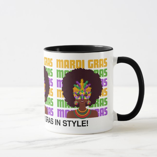 Personalisiert MARDI GRAS Afro Queen Tasse (Rechts)