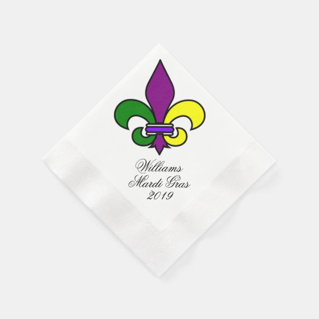 Personalisiert Mardi Gras Serviette (Ecke)