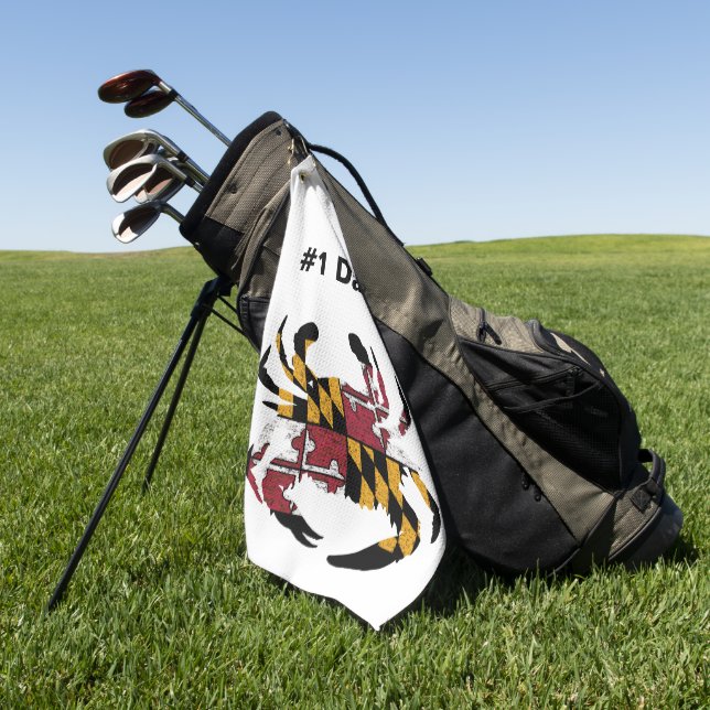 Personalisiert Maryland Flag Blue Crab Golf Towel Golfhandtuch (Gras)