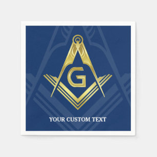 Personalisiert Masonic Napkins   Navy Blue Gold Serviette