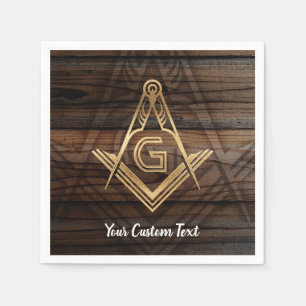 Personalisiert Masonic Napkins   Rustikales Holz G Serviette