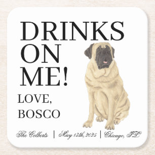 Personalisiert Mastiff Dog Wedding Rechteckiger Pappuntersetzer