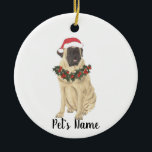 Personalisiert Mastiff Keramik Ornament<br><div class="desc">Machen Sie die schöne Liste in diesem Jahr mit einem personalisierten Ornament Ihrer süßen Mastiff Elf!</div>