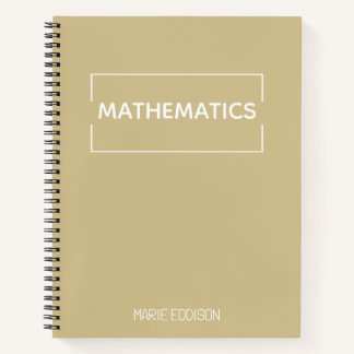 Personalisiert Mathematik Einfache Niedliche Beige Notizbuch