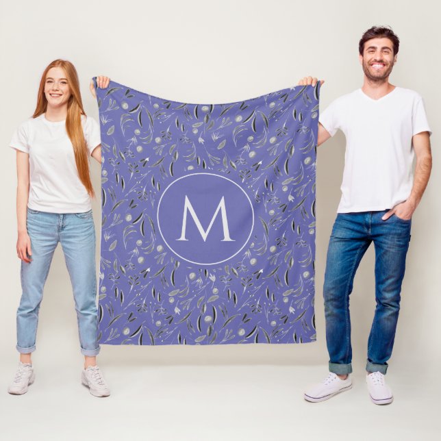 Personalisiert Mauve Floral MONOGRAM Fleecedecke (Beispiel)