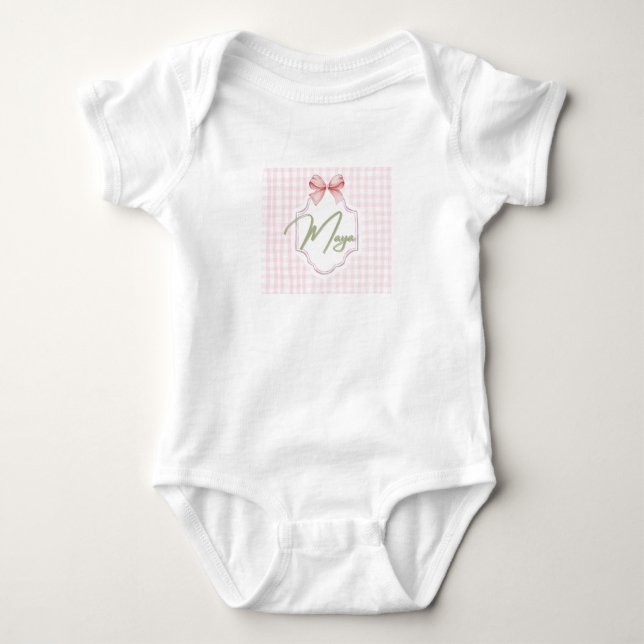 Personalisiert Maya Baby Girl Kinderzimmer Bow&Gin Baby Strampler (Vorderseite)