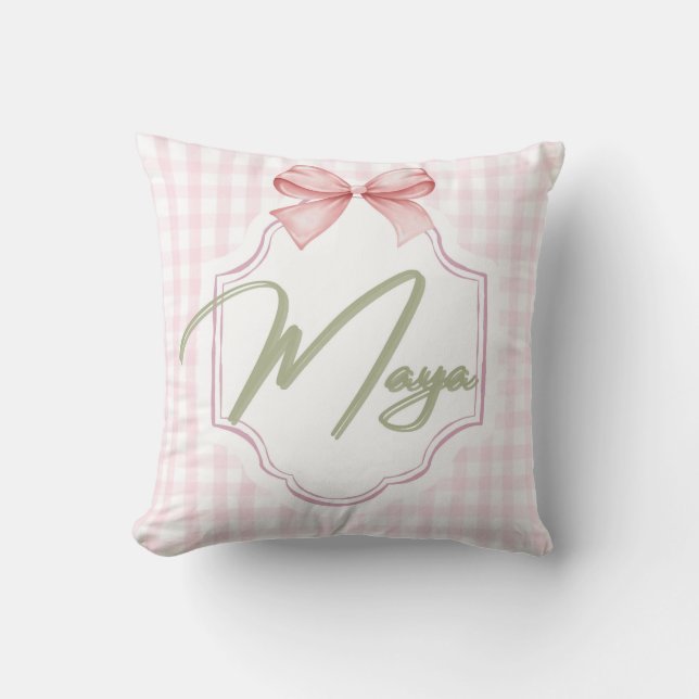 Personalisiert Maya Baby Girl Kinderzimmer Bow&Gin Kissen (Vorderseite)