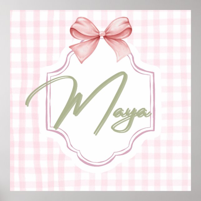 Personalisiert Maya Baby Girl Kinderzimmer Bow&Gin Poster (Vorne)