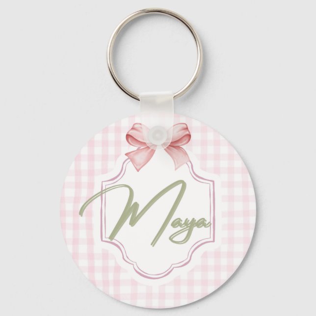 Personalisiert Maya Baby Girl Kinderzimmer Bow&Gin Schlüsselanhänger (Vorderseite)